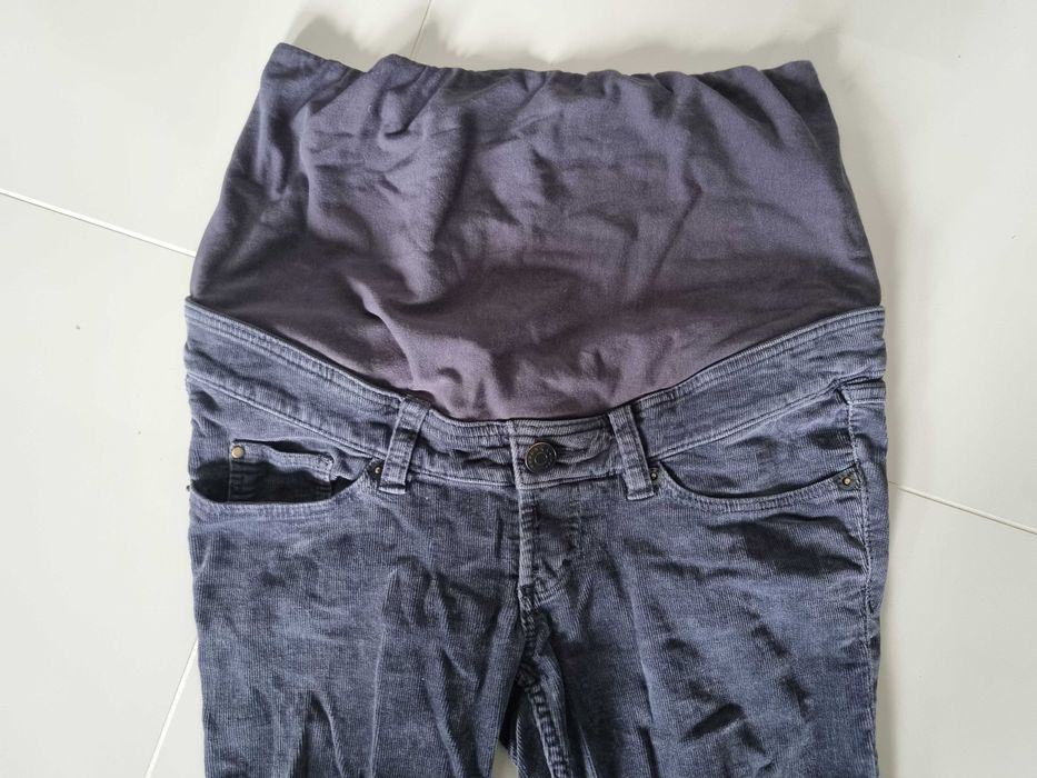 Spodnie ciążowe H&M szare sztruksowe rozm 36