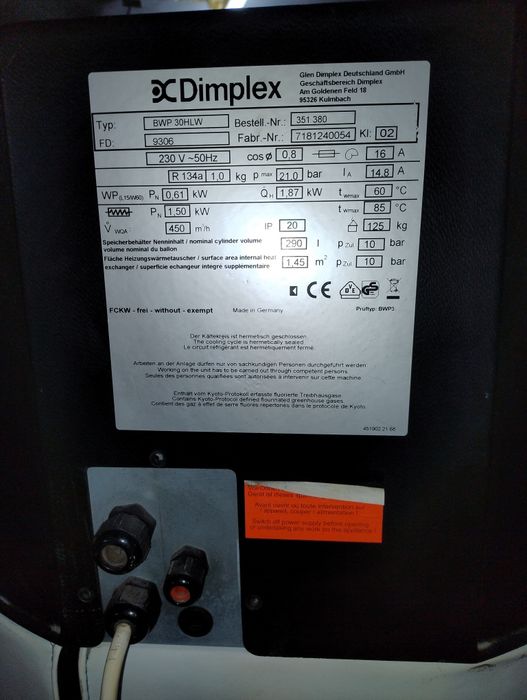 Pompa ciepła C.W.U Dimplex