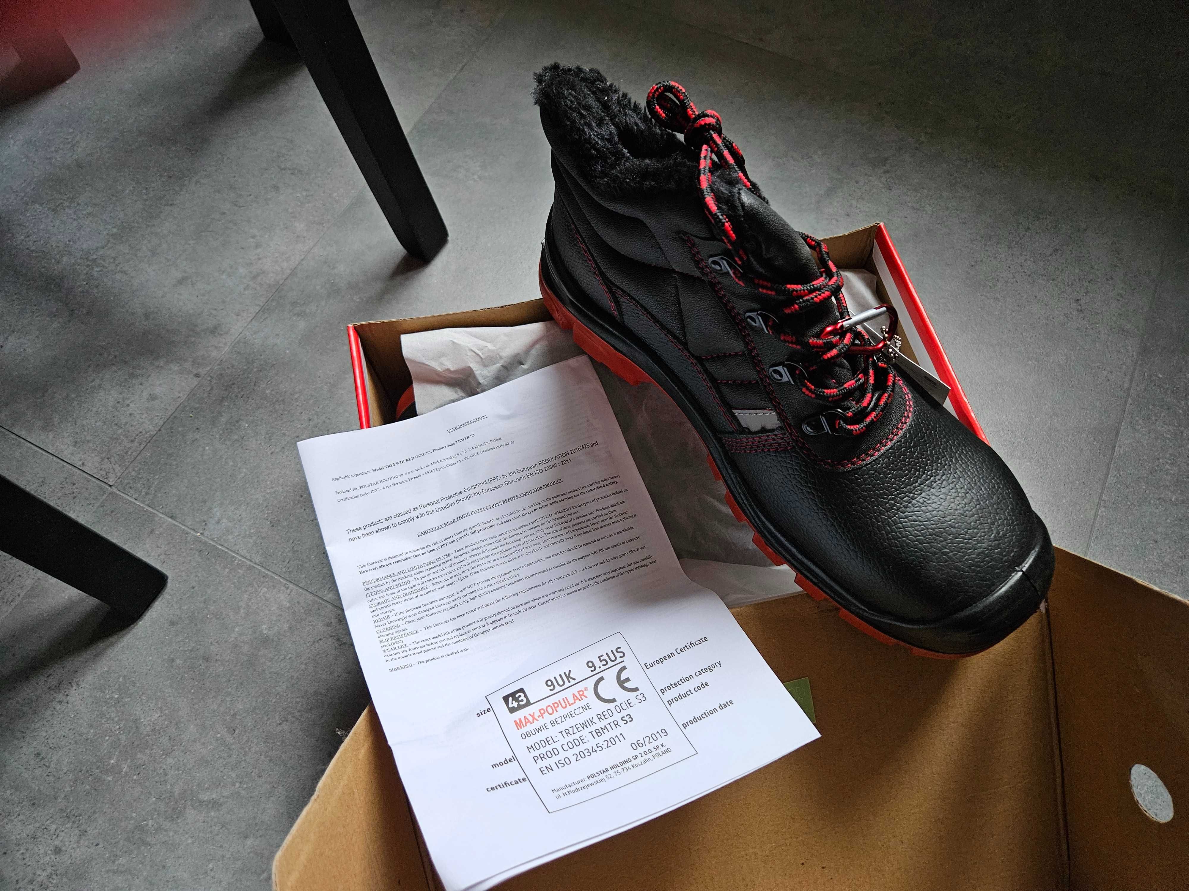 NOWE Buty robocze rozmiar 43 Trzewiki ocieplane Polstar Max-Popular S3