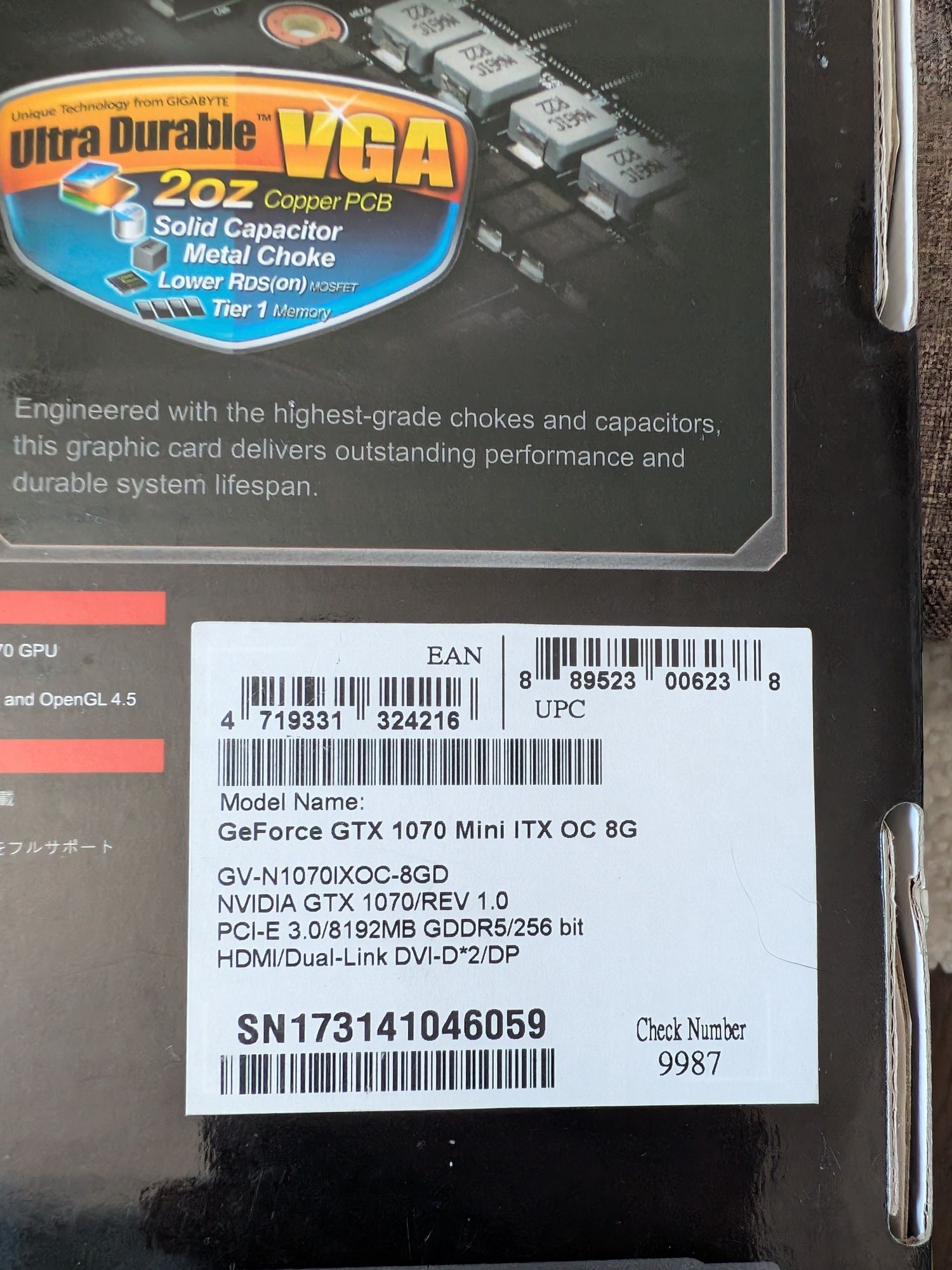Видеокарта gigabyte  gtx 1070 8gb mini itx в идеальном состоянии