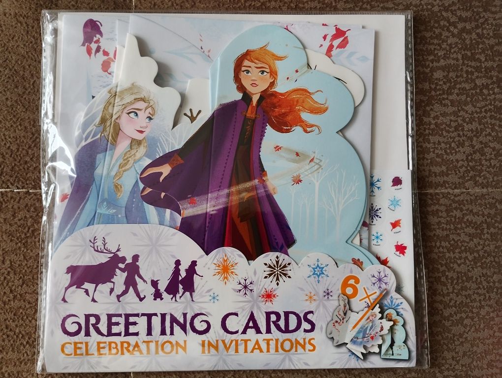 Zaproszenie koperty naklejki ELSA kraina lodu Frozen nowe 6 szt.
