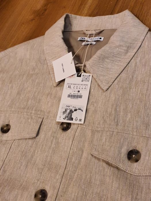 Męska XL lniana Zara kurtka