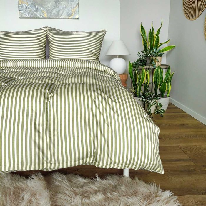 Pościel 160x200 Eusebia Home Mikrofibra, Pasy, Zamek Błyskawiczny