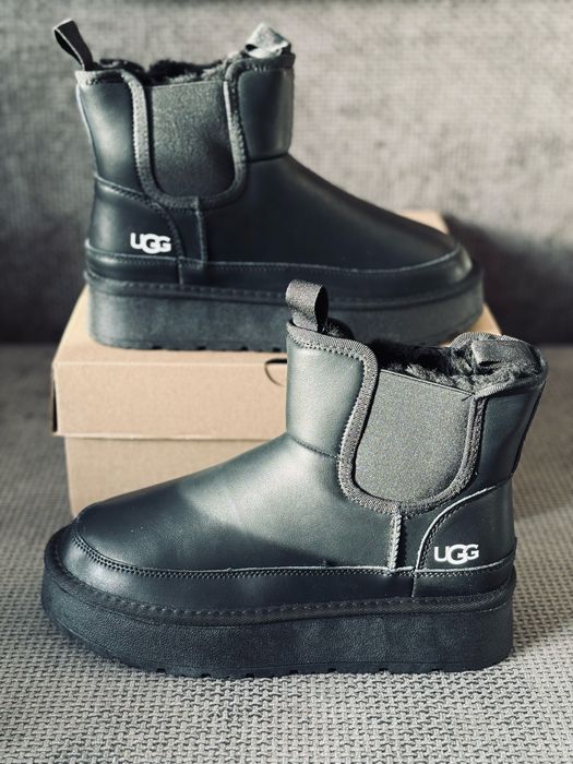 Ugg chelsea leather black кожаные черные угг челси