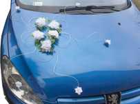 BIAŁE RÓŻE Dekoracja samochodu ozdoba stroik na auto ślub wesele 007