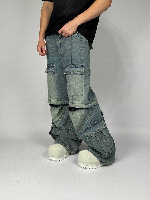 Джинси Balenciaga Cargo faded baggy штани archive синие джинсы сині