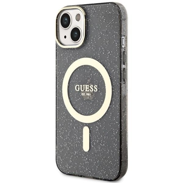 Etui Guess Glitter Gold MagSafe do iPhone 14/15/13 6.1" - Czarny