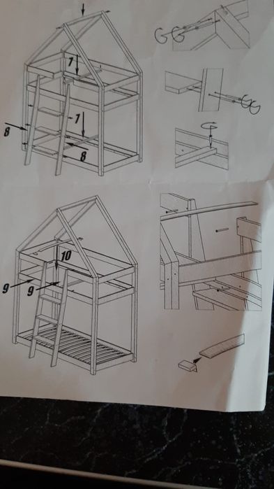 Łóżko piętrowe „domek” 180x80 cm