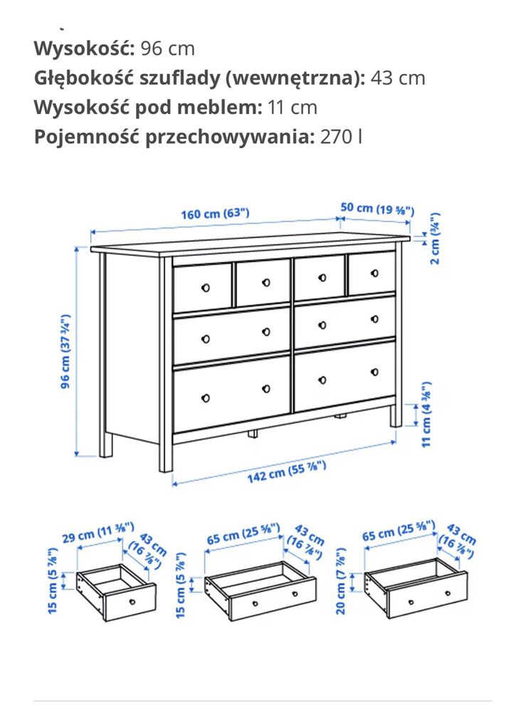 Ikea zestaw mebli Hemnes