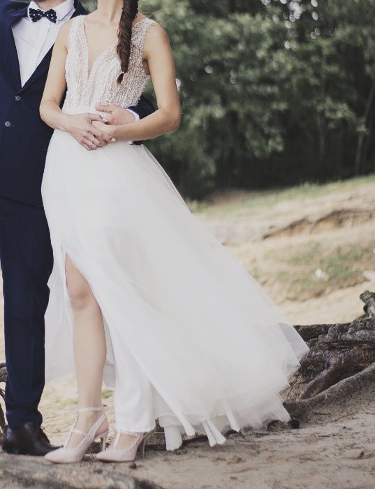 Suknia Ślubna model MEGAN, kolor śmietankowy, rozmiar 34-36