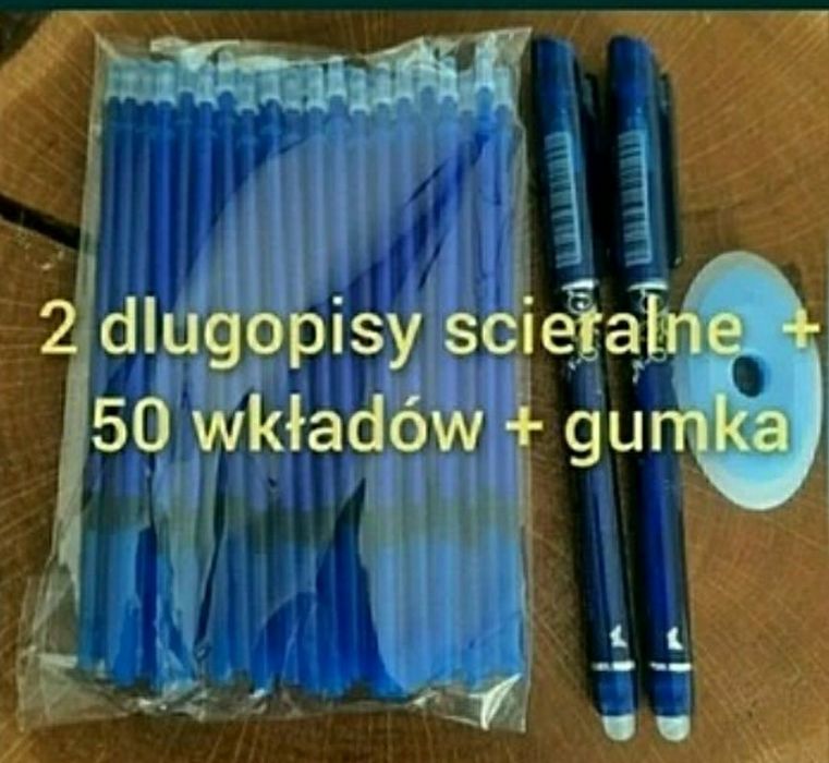 Długopisy zmazywalne 50 wkładów gumka gratis