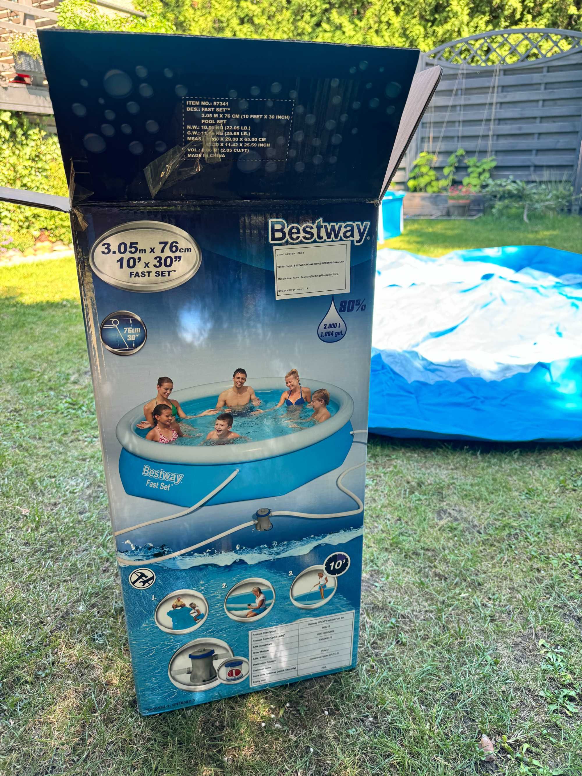 Basen rozporowy Bestway 3,05 x 0,76 m + pompa, węże i przykrycie