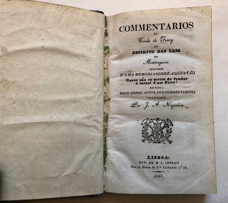 Commentarios do Conde de Tracy ao Espirito das Leis de Montesquieu
