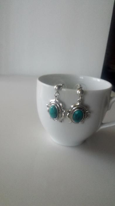 Серьги с бирюзой бижутерия Сережки