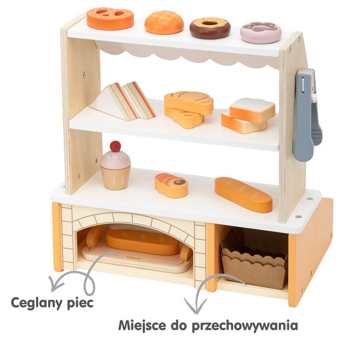 VIGA Drewniana Mini Piekarnia Sklepik Stragan z Wypiekami 16el.