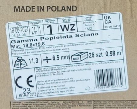 Płytka ścienna Paradyż Gamma popielata ściana mat. 19,8x19,8 cm