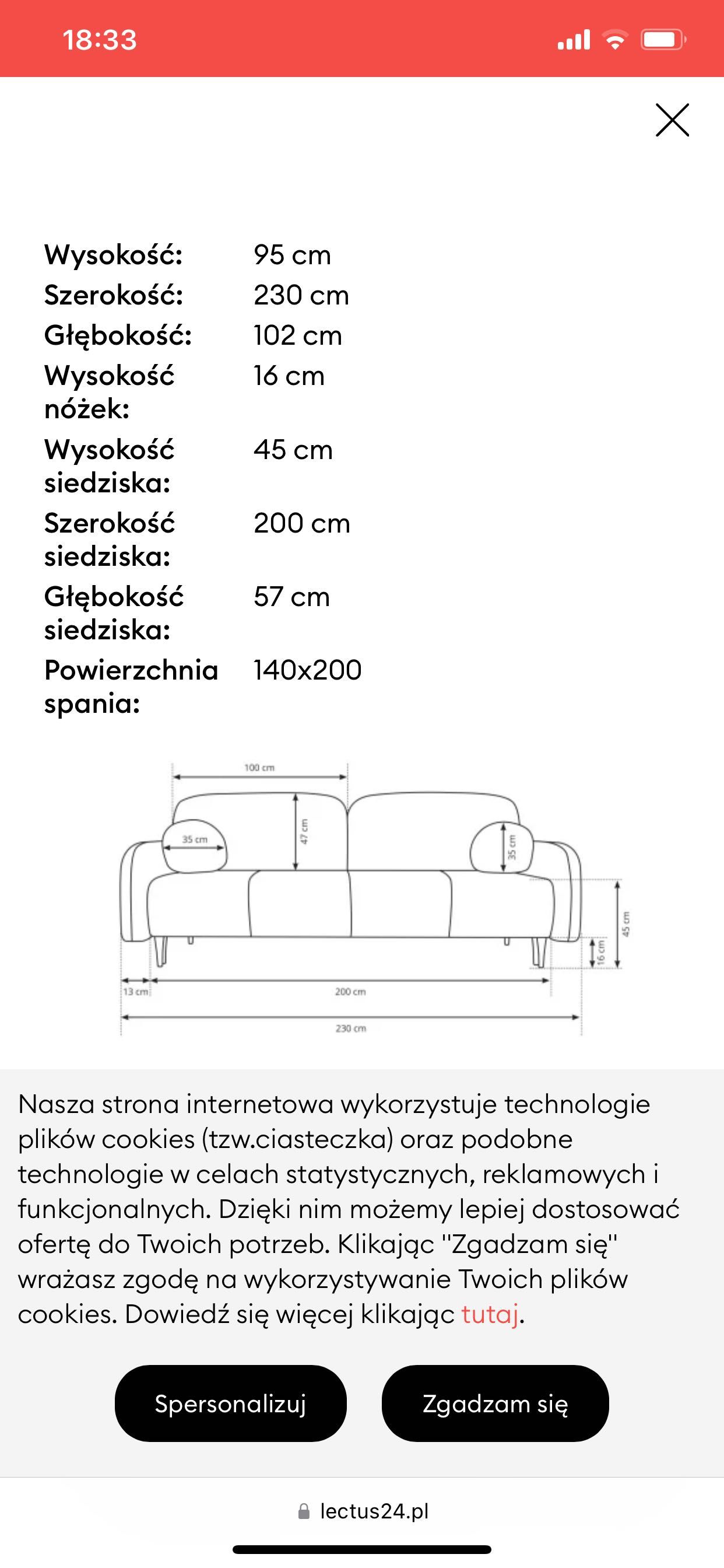 Sofa rozkładana marki Lectus 24 , stan idealny
