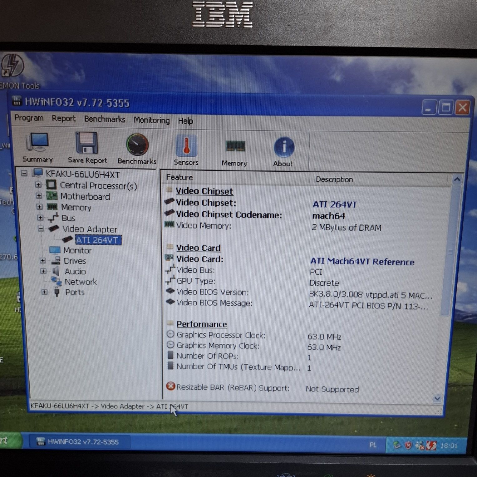 Karta graficzna ATI 264VT MACH64 2mb PCI Retro pc