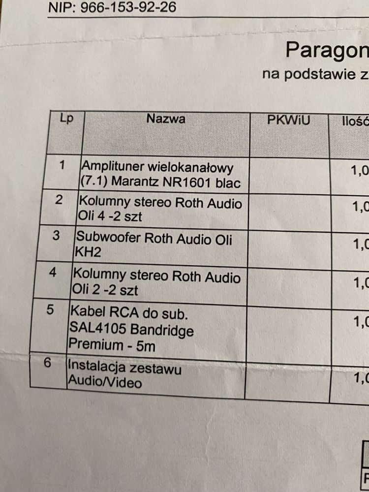 Zestaw kino domowe Roth Audio Oli Marantz NR1601(brak subwoofera)