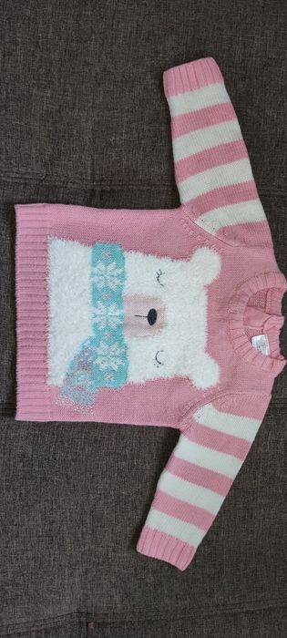 Ciepły sweterek z misiem, rozpinany sweter