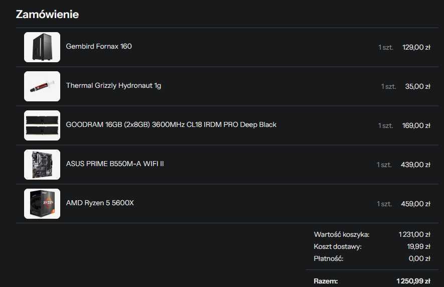 Komputer Ryzen 5 5600X / GTX 1650 Super / 16GB RAM / SSD + HDD