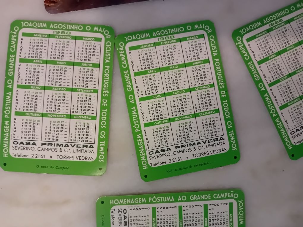 Conjunto de 5 Calendários de Bolso Antigos Joaquim Agostinho