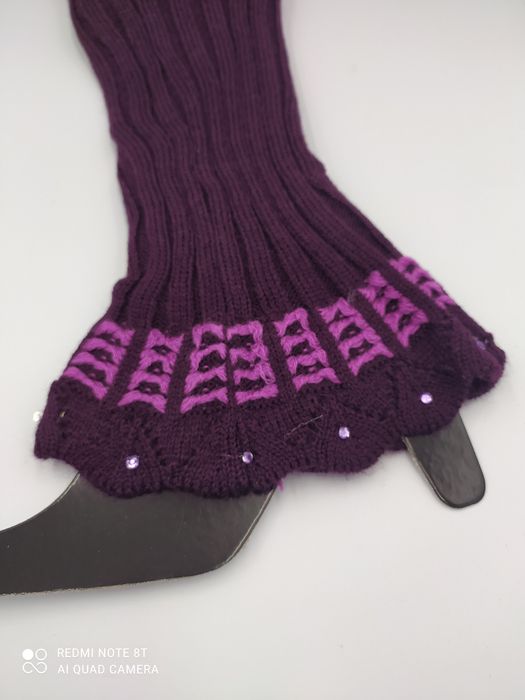 Ocieplacze getry bordo z różowym wzorem