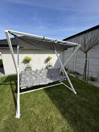 Huśtawka ogrodowa, 200cm siedzisko + żagiel przeciwsłoneczny
