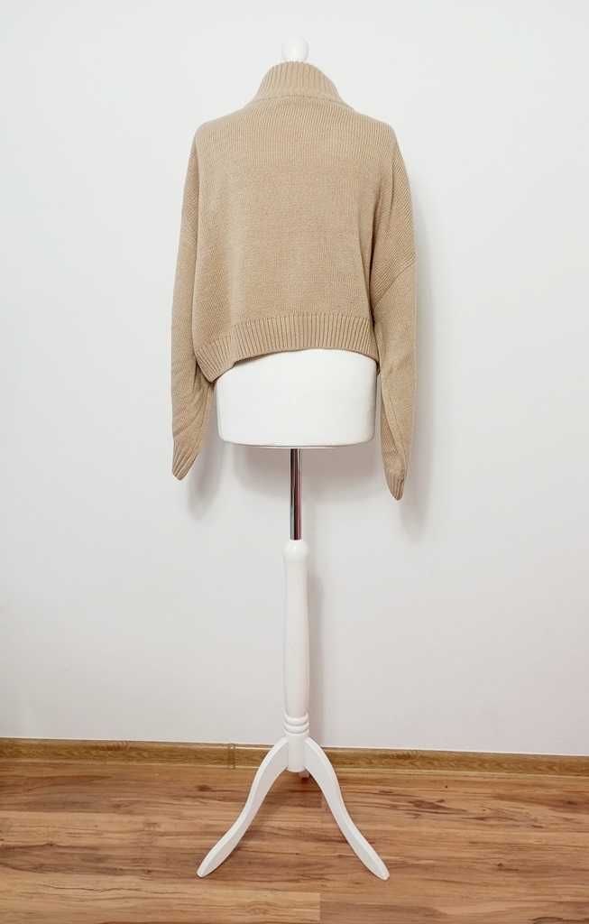 H&M beżowy sweter oversize na zamek