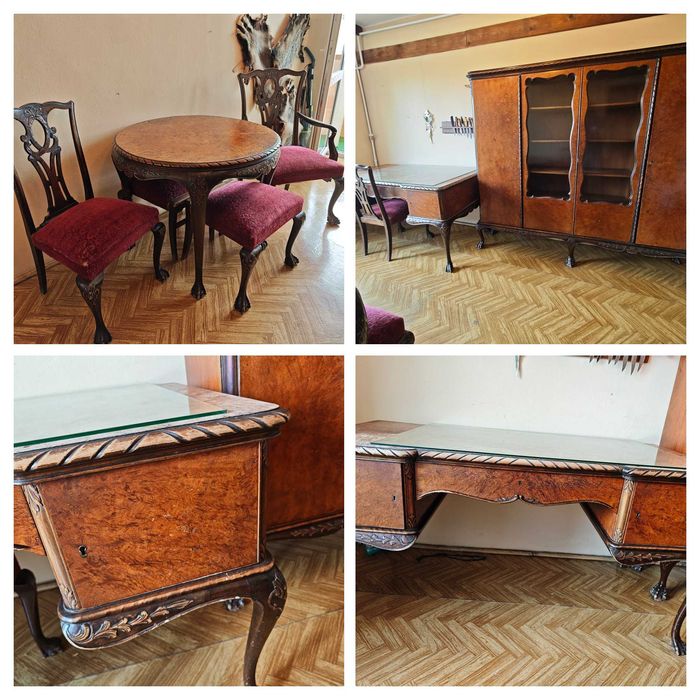 Komplet zabytkowych mebli w stylu eklektycznym