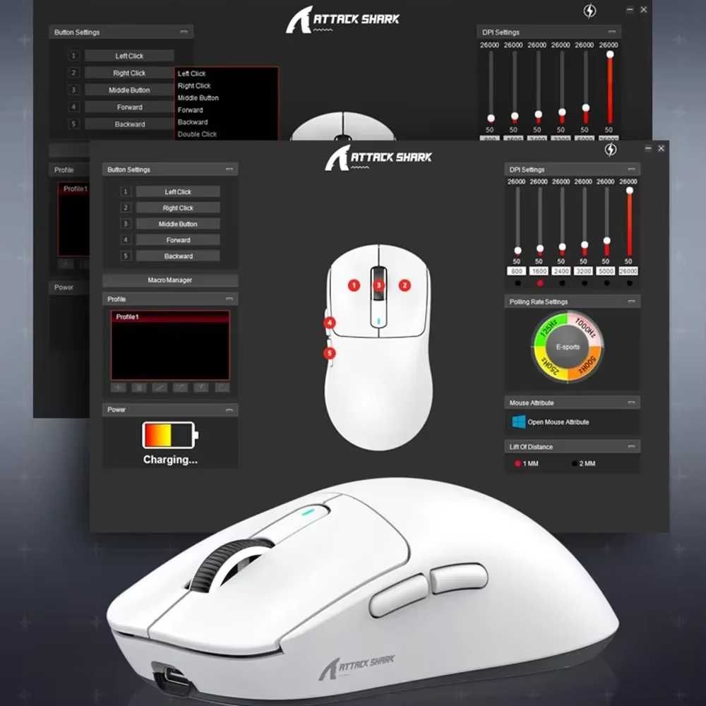 Игровая мышь Attack Shark X3 Red PAW3395 Pixart Black Mamba BT5.2