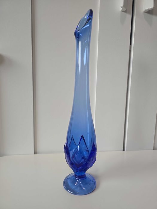 Wazon niebieski - szkło - Huta Szkła Gospodarczego Ząbkowice