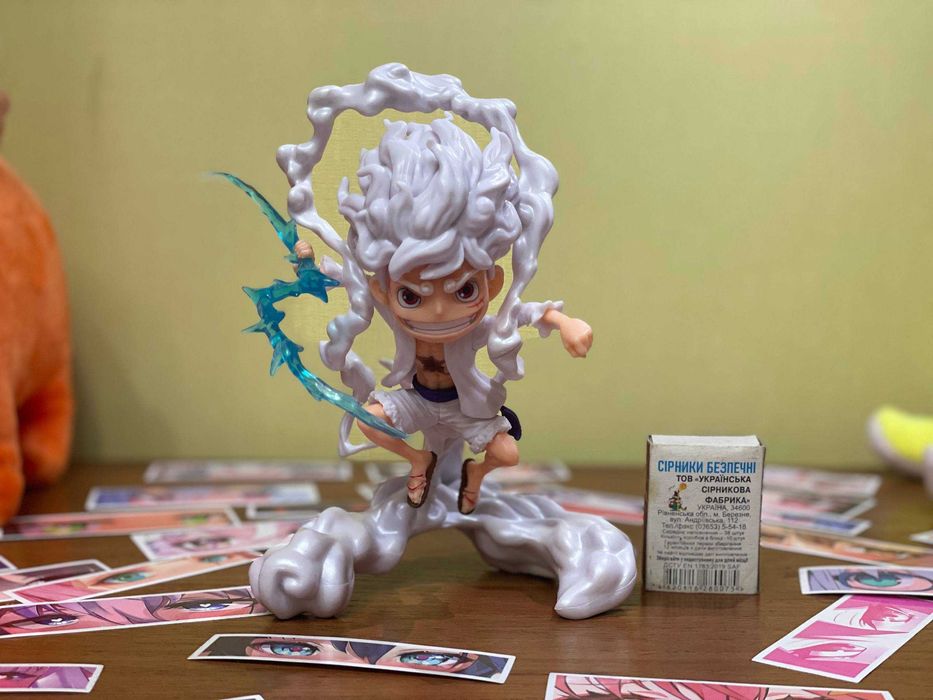 НОВА аніме фігурка Луффі Gear 5 One Piece / 18 см + 3 наліпки бонусом