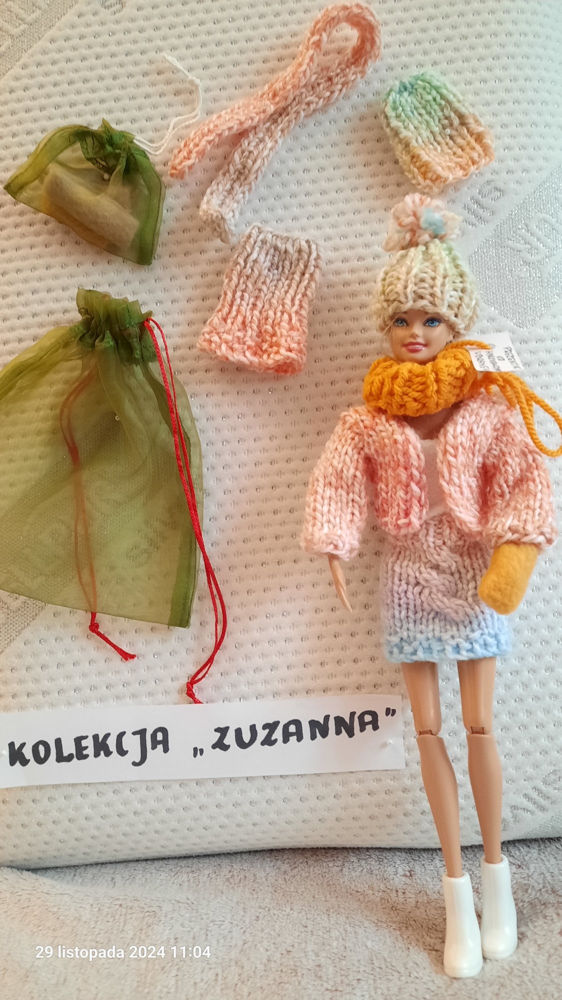 Ubranka zimowe dla BARBIE wykonane ręcznie na drutach