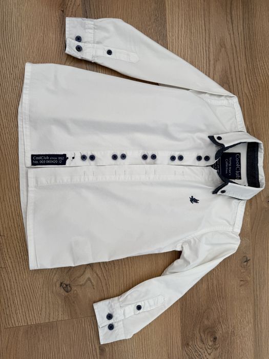 Koszula biała z długim rękawem, Cool Club, 98 / 104