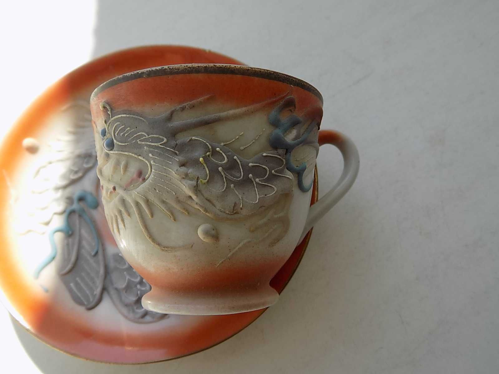 Чашка с блюдцем кофейная фарфоровая Япония изображение на дне