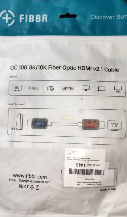 FIBBR QC100 HDMI 2.1 10 м – Волоконно-оптичний кабель преміум-класу