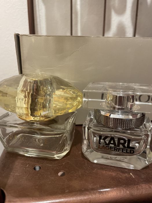 Zestaw pustych flakonow 2 sztuki oryginalne versace i karl lagerfeld
