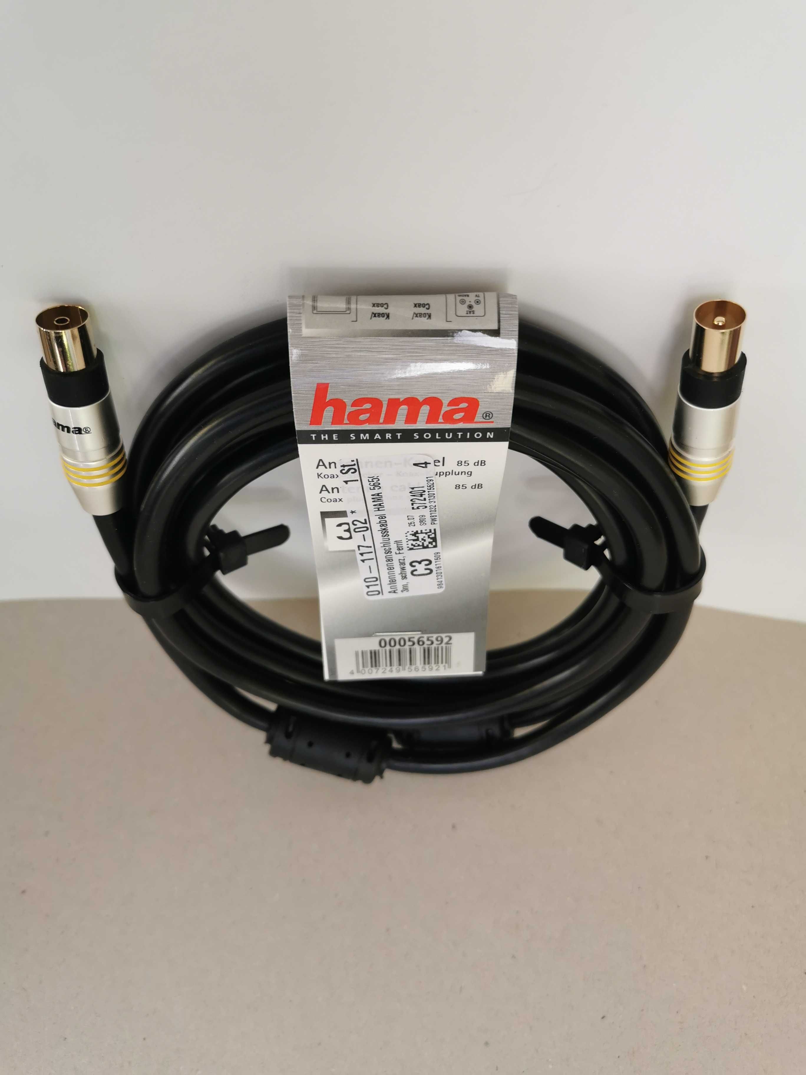 HAMA_Кабель підключення антени (3,0 м, чорний, ферит)