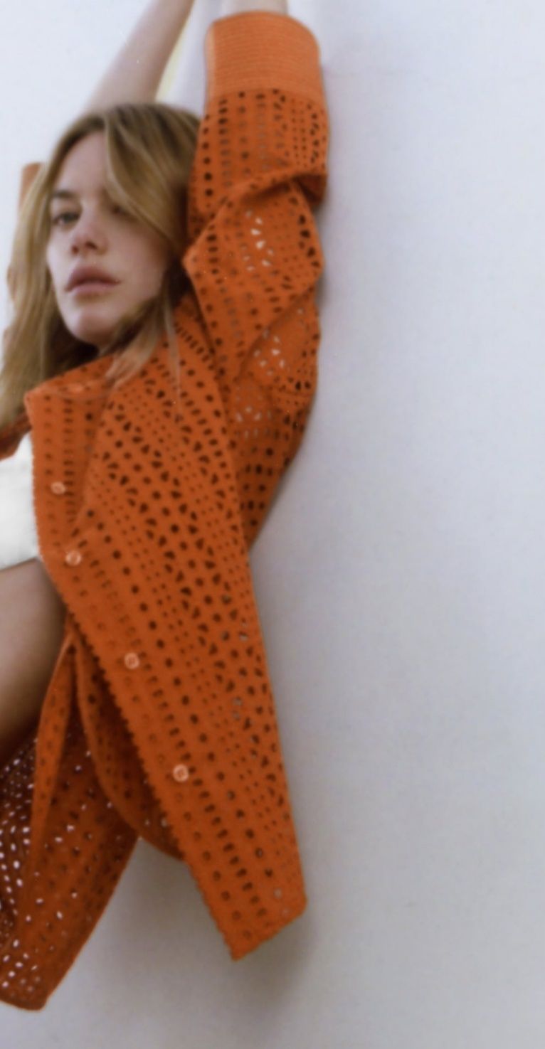Zara LUX nowy komplet azurowy haft angielski ceglasty spodnie koszula