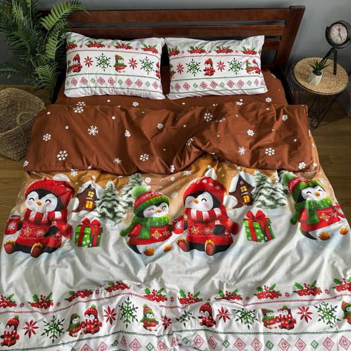 Постіль НОВОРІЧНА постель НОВОГОДНЯЯ натуральна яскрава на подарунок