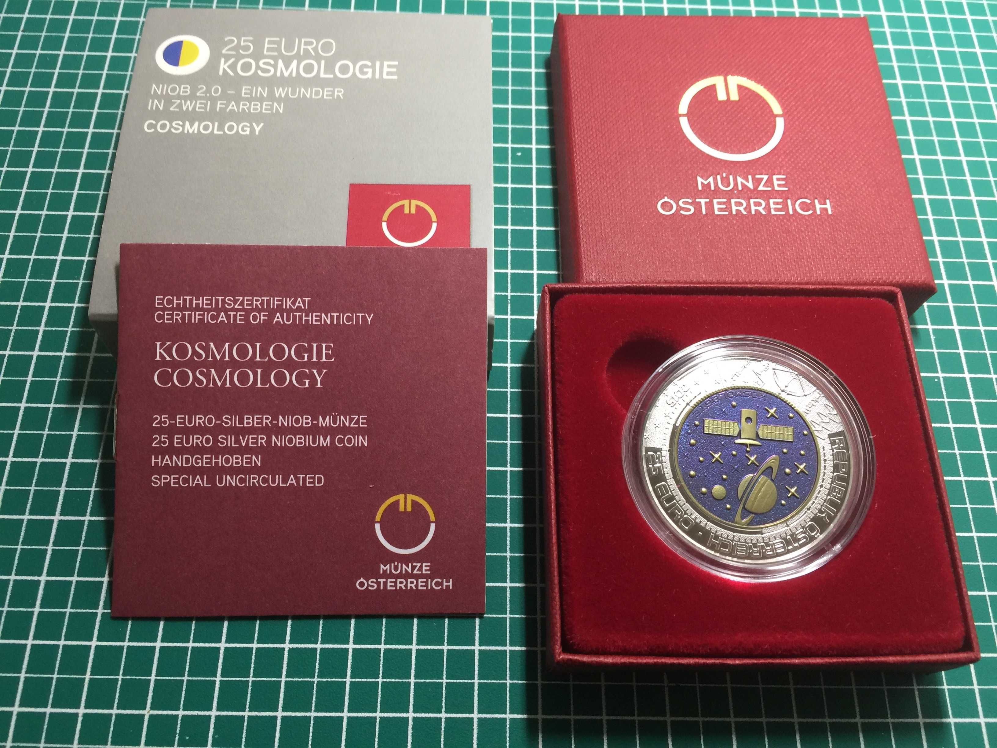 Srebrna moneta kolekcjonerska z niobem 25 Euro Kosmologie 2015  unikat