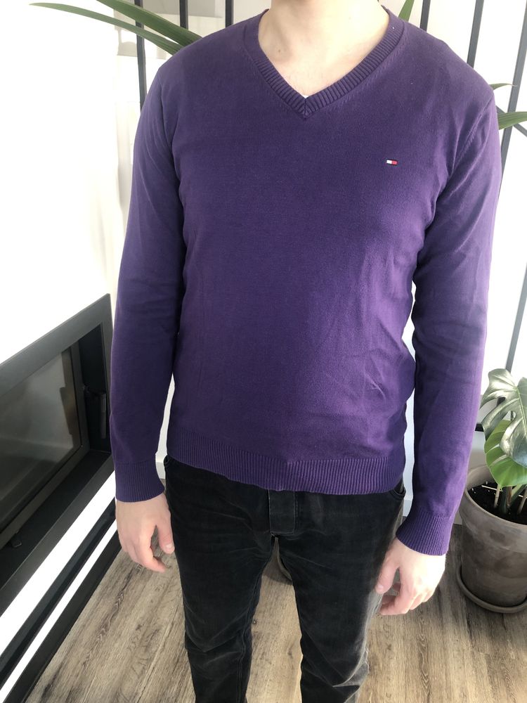 Sweter Tommy Hilfiger L filetowy dlugi rękaw