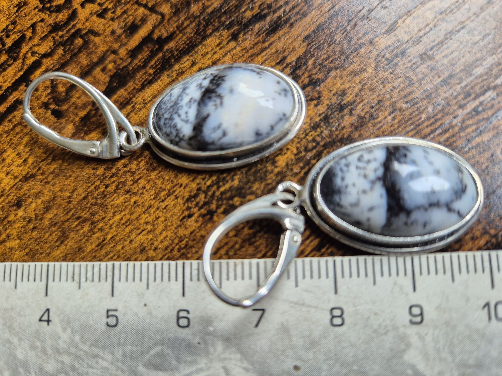 Kolczyki srebro 925 opal mszysty dendrytowy turecki