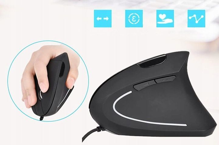 Myszka Wertykalna Przewodowa Cicha Ergonomiczna Mysz Optyczna Pionowa