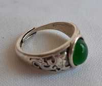 Кольцо стальное оникс зеленый