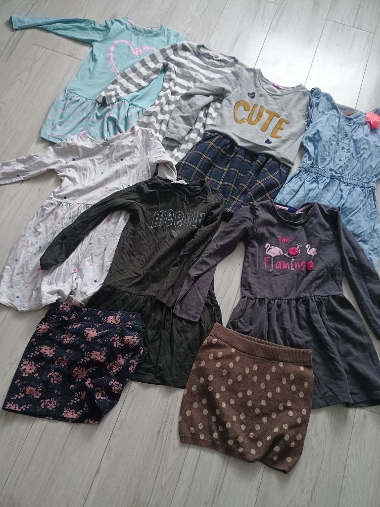 Zestaw 9 szt hm h&m 122 128 sukienki długi rękaw
