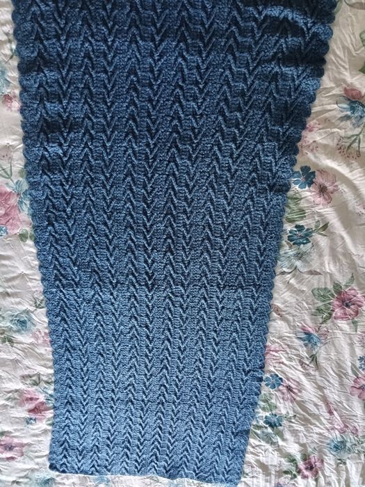 Manta azul lã feita á mão