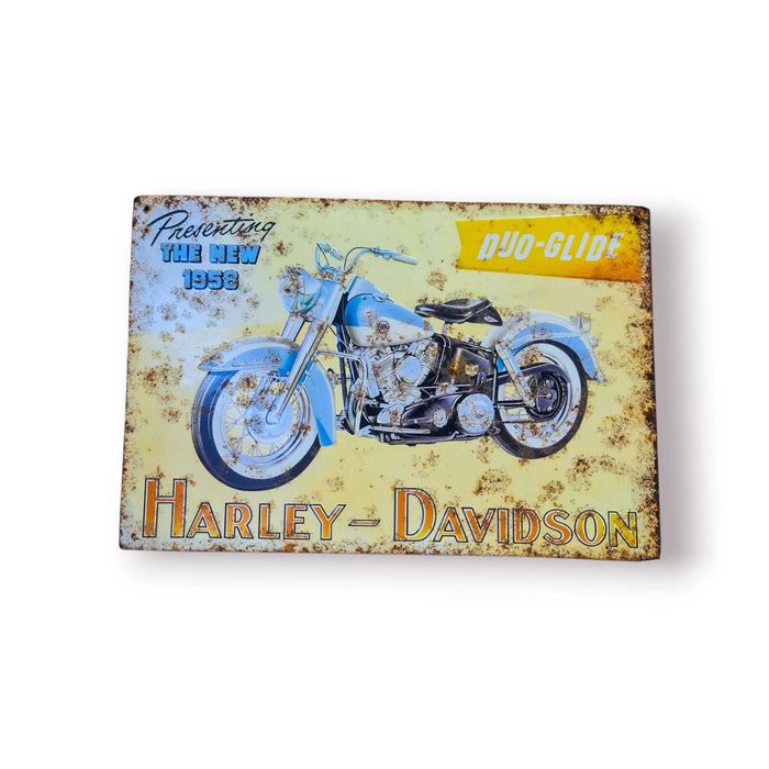 Placa Metálica Vintage Harley-Davidson Duo-Glide 1958