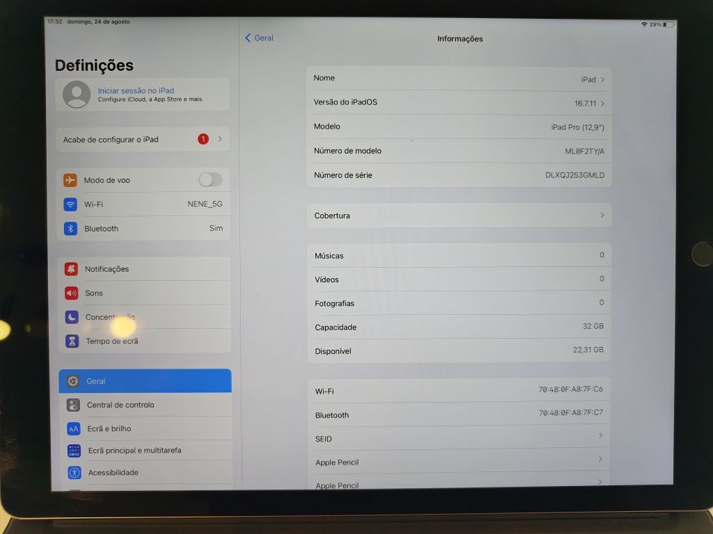 Apple iPad pro 12.9" 32GB+capa teclado+Apple pencil